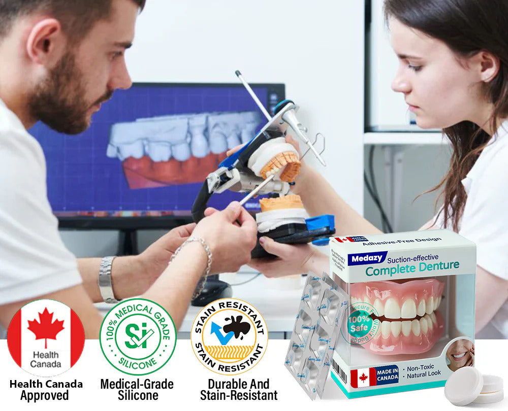 ✅ Proudly made and shipped from Canada| Medazy® Suction-fit Complete Denture 🦷🍎🍏